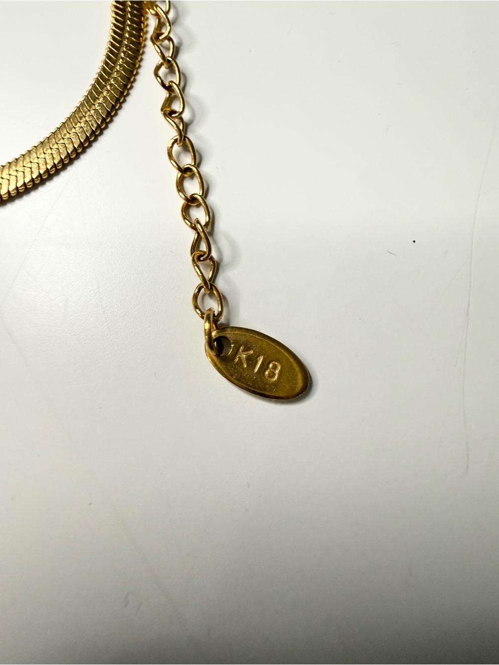 18K Gold Plated Stainless Steel Emerald Green Baguette Herringbone Necklace - Picture 3 of 4